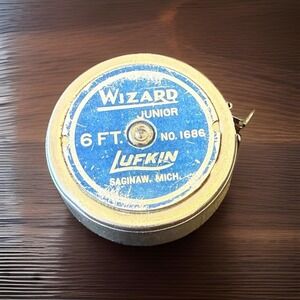 Vintage LUFKIN No.1686 Wizard Junior 6' 72" Retractable Tape Measure Chrome Blue